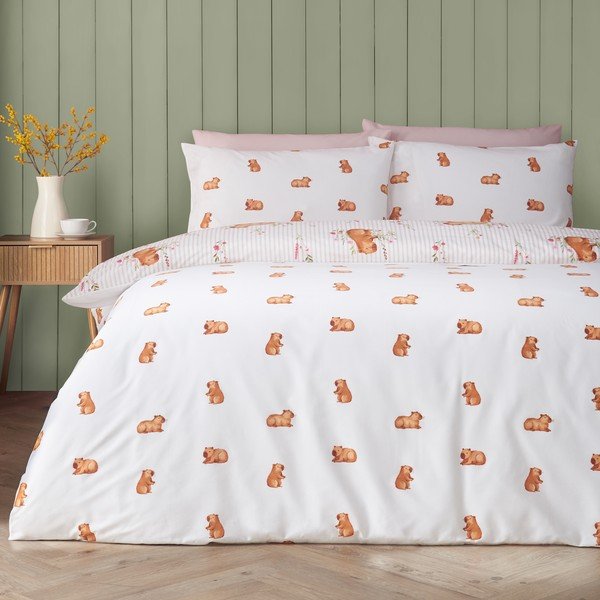 Двойно  спално бельо в естествен цвят 200x200 cm Happy Capy(bara) – Catherine Lansfield-image-1