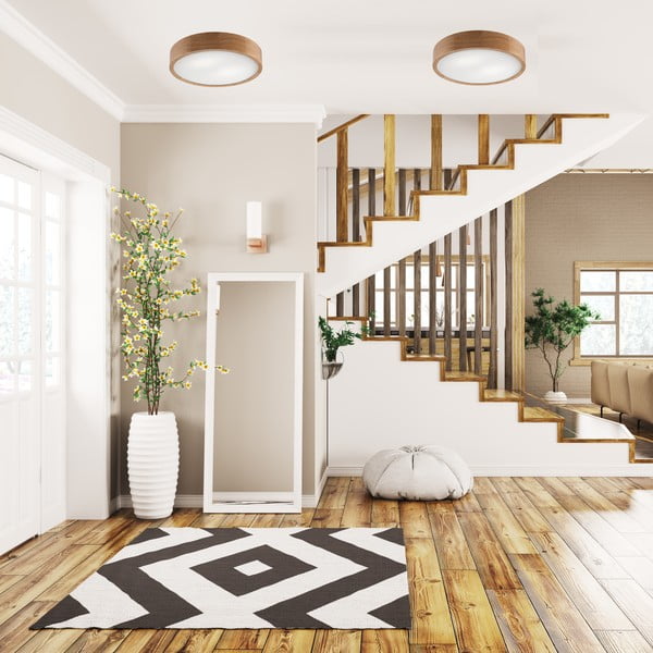 Кафява лампа за таван със стъклен абажур ø 37 cm Eveline - LAMKUR-image-2