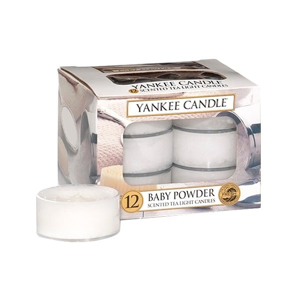 Комплект от 12 ароматни свещи Baby Powder, време на горене 4 часа Baby Powder - Yankee Candle