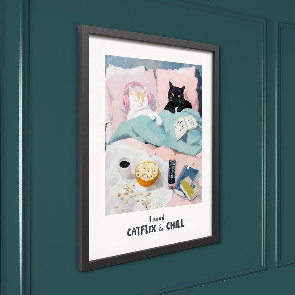 Печатна картина с включена рамка 30x40 cm Catflix – Styler-image-4