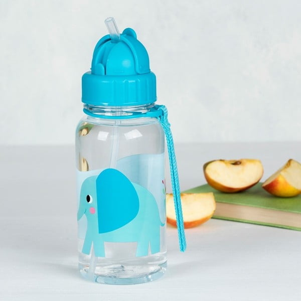 Синя/тюркоазена тританова детска бутилка 500 ml Elvis the Elephant – Rex London-image-1