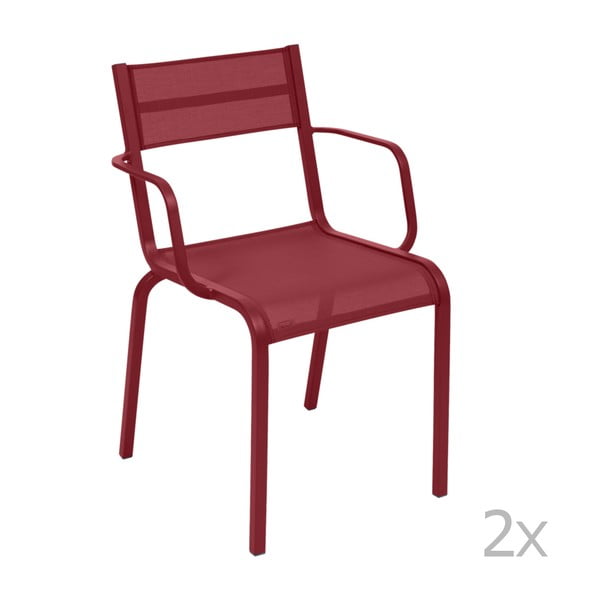 Комплект от 2 червени метални градински стола Oléron Arms - Fermob