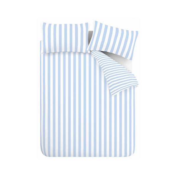Бяло/синьо  двойно  3 части спално бельо 200x200 cm Stripe Tease – Sassy B
