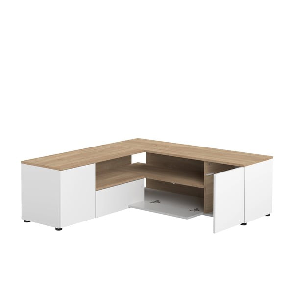 Масичка за телевизор с дъбов декор в естествено бяло 130x46 cm Angle - TemaHome-image-4