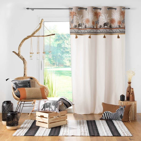 Памучно перде в кафяв и естествен цвят 140x240 cm Kenya Lodge – douceur d'intérieur-image-2