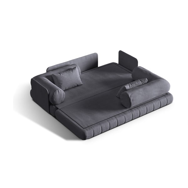 Тъмносив сгъваем диван от прежда с примки от букле 206 cm Kemi – Cosmopolitan Design-image-1