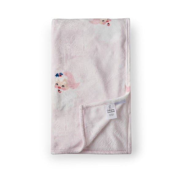 Светлорозово одеяло с коледен мотив от микроплюш 130x170 cm Vintage Christmas Santa – Catherine Lansfield