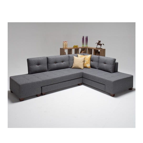 Сив разтегателен диван Bailey, десен ъгъл Manama - Balcab Home-image-3