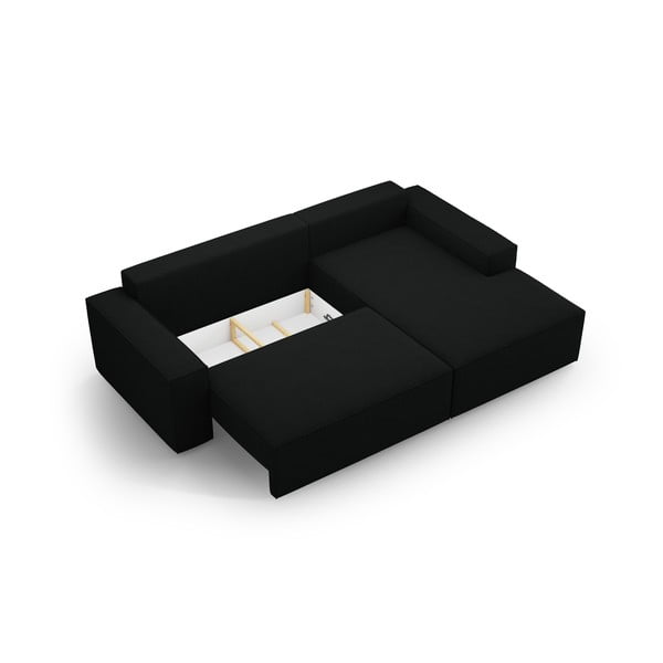 Черен разтегателен ъглов диван от букле (десен ъгъл) Jodie – Micadoni Home-image-4