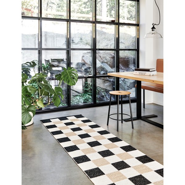 Черна и кремава пътека за открито и закрито 70x240 cm Pix Black Vanilla – Pappelina-image-1