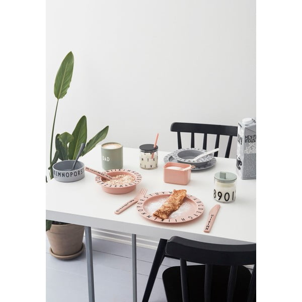 Детска дълбока чиния, сива, ø 15,5 cm Eat & Learn - Design Letters-image-3