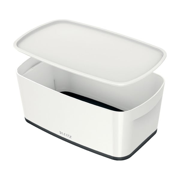 Бяло-черна пластмасова кутия за съхранение с капак MyBox - Leitz