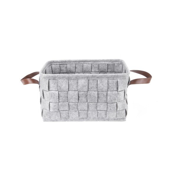 Světle šedý úložný košík s koženými úchyty PT LIVING Storage, délka 38 cm-image-2