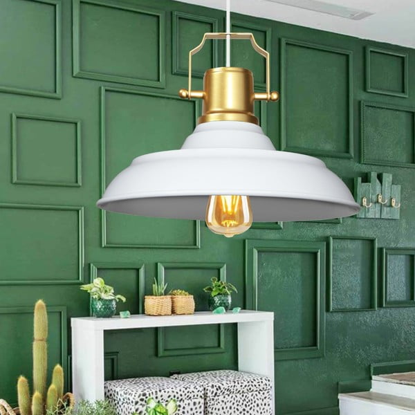 Бяло висящо осветително тяло с метален абажур ø 25 cm Tarsus – Opviq lights-image-1