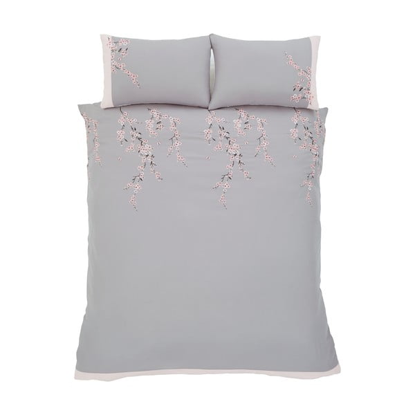 Розово и сиво спално бельо Blossom, 220 x 230 cm Embroidered Blossom - Catherine Lansfield