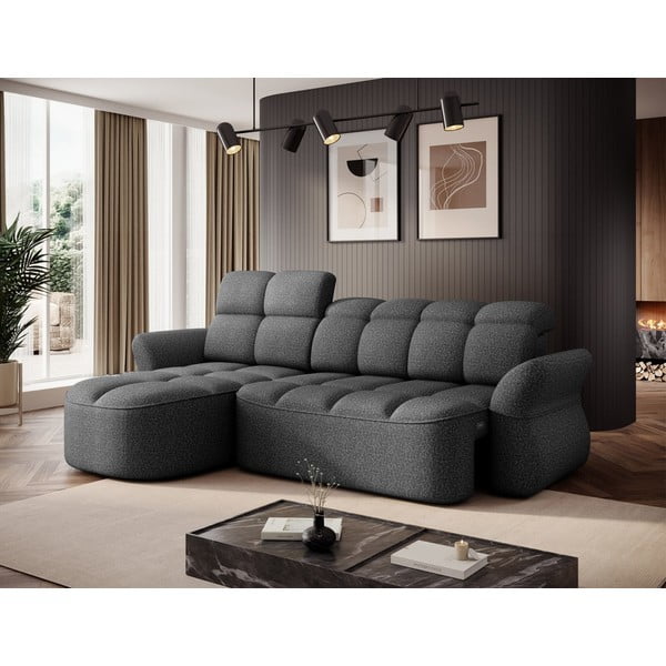 Тъмносив кадифен разтегателен ъглов диван с място за съхранение (ляв ъгъл) Beneth – ELTAP-image-4