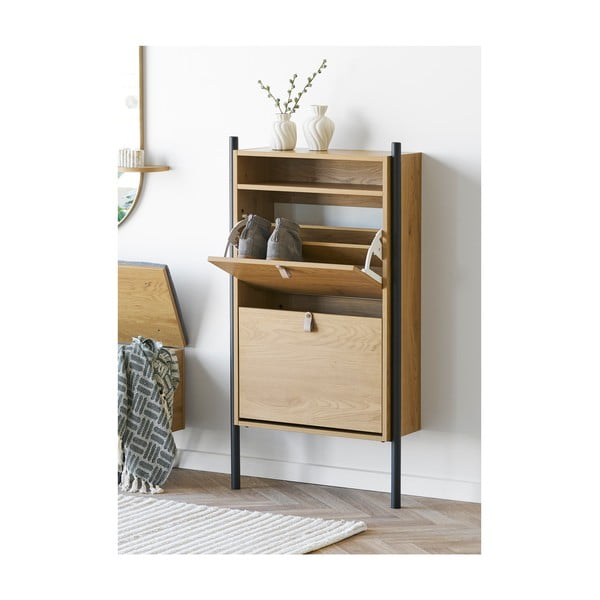 Накланяща се стойка за обувки от декор от дъб  в естествен цвят 62x118x26 cm Barco – House Nordic-image-1