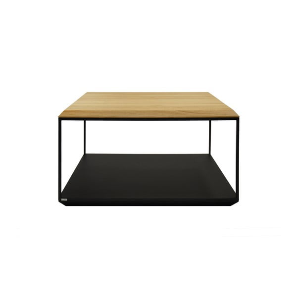 Černý konferenční stolek s deskou z dubového dřeva take me HOME, 80 x 80 cm