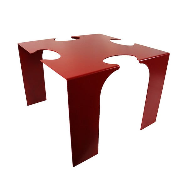 Červený odkládací stolek Caoscreo Puzzle In
