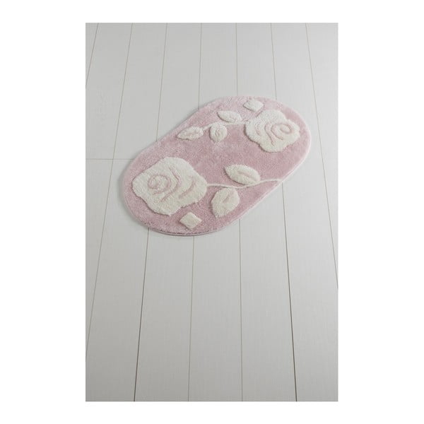 Розово-бяла постелка за баня Russmo Missie, 100 x 60 cm - Foutastic