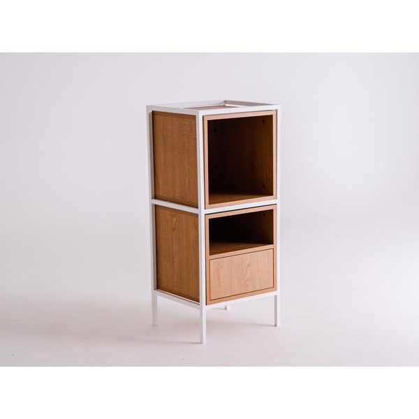 Бяла етажерка за книги в дъбов декор 45x102 cm Skap - CustomForm-image-2