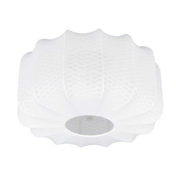 Бяло метално осветително тяло за таван с текстилен абажур ø 40 cm Madleine – Reality