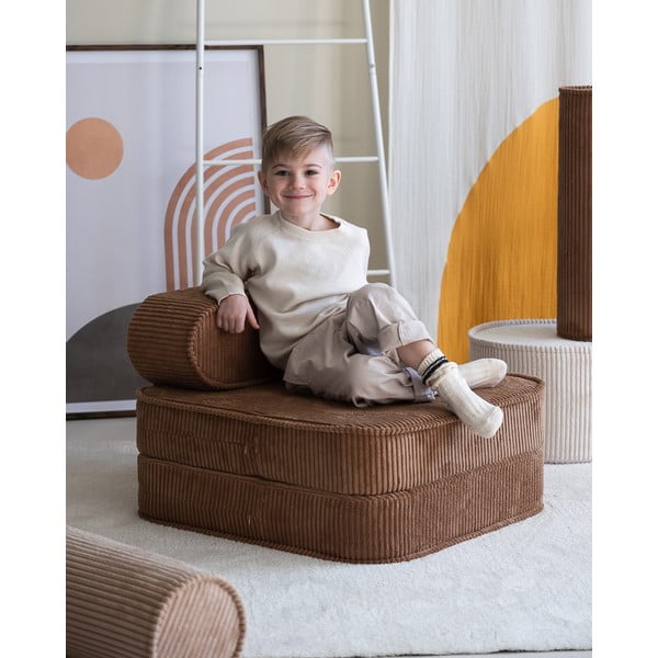 Кафяв детски стол от рипсено кадифе Flip – Wigiwama-image-4