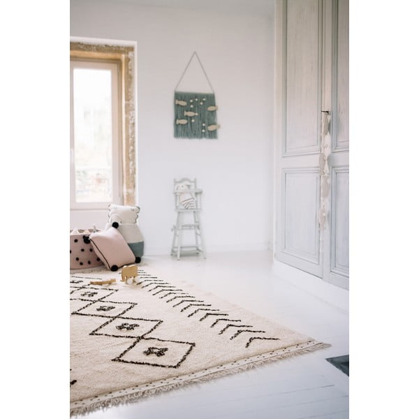 Кремав ръчно изработен памучен килим подходящ за пране 140x210 cm Bereber Rhombs – Lorena Canals-image-3