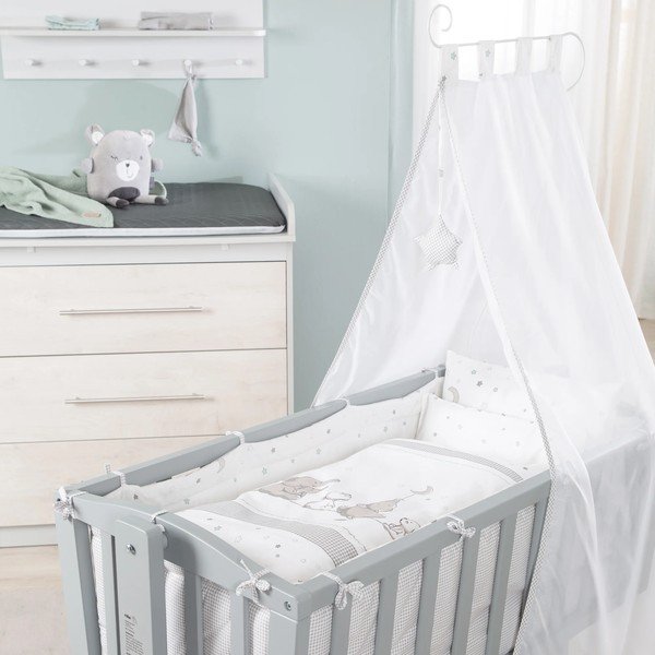 Сива люлка на колела с балдахин 40x90 cm Strenenzauber - Roba-image-3