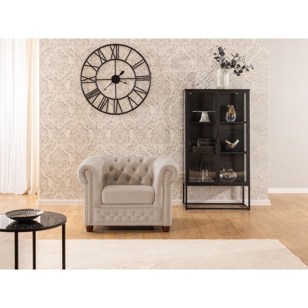 Бежово кадифено кресло честърфийлд York Blik – Ropez-image-1