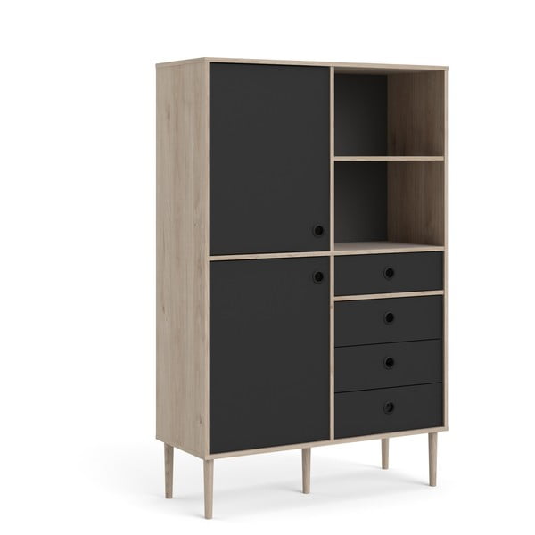 Черна етажерка за книги с дъбов ръб 99x154 cm Rome - Tvilum-image-4