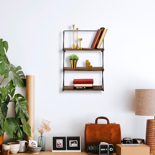 Подова етажерка от смърчово дърво в естествен цвят 40 cm Violaceae - Kalune Design-image-3