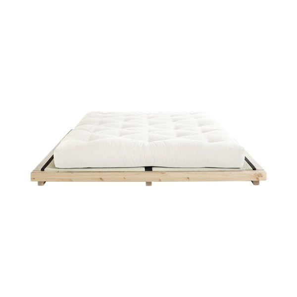 Dvoulůžková postel z borovicového dřeva s matrací a tatami Karup Design Dock Double Latex Natural Clear/Natural, 160 x 200 cm