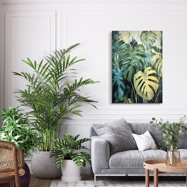 Картина с ръчно рисувани елементи 70x100 cm Monstera – Styler-image-1
