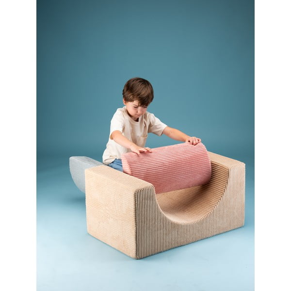 Светлокафяво велурено игрище от пяна 75x49x37 cm Rainbow Montessori – Wigiwama-image-3