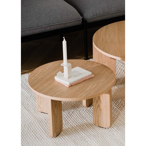 Кръгла масичка за кафе с дъбов плот в естествен цвят ø 55 cm Kuvu – noo.ma-image-1