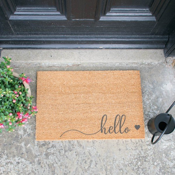 Сива постелка от естествени кокосови влакна , 40 x 60 cm Hello Scribble - Artsy Doormats-image-1
