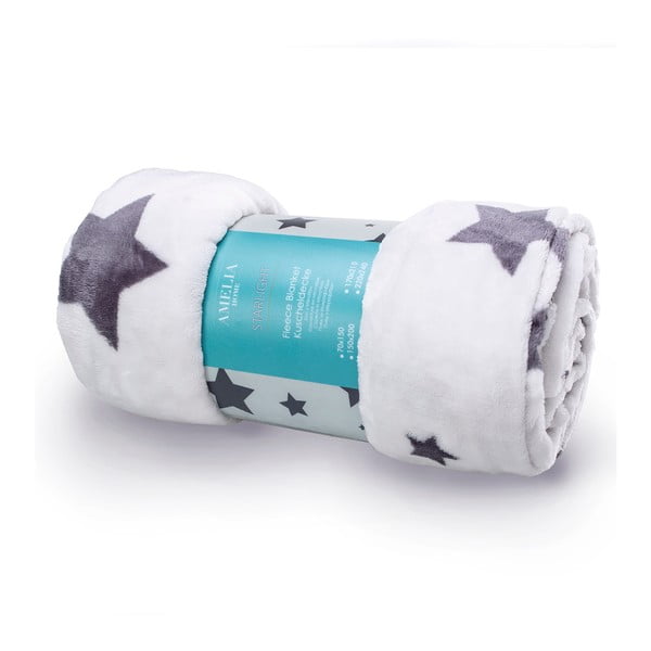 Бяло-сиво одеяло от микрофибър Starlight, 150 x 200 cm - AmeliaHome