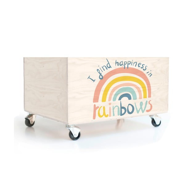 Детска борова кутия за съхранение на колела Rainbow - Folkifreckles