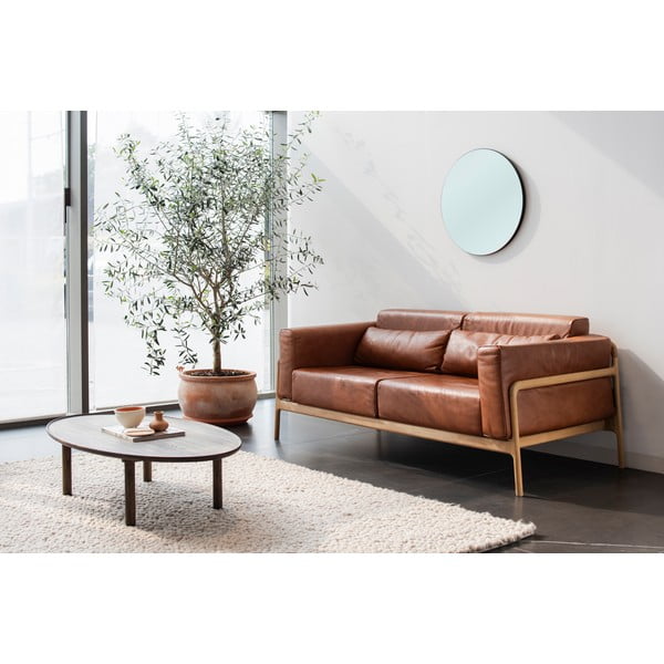 Кафява масичка за кафе от масивен дъб 65x120 cm Mu – Gazzda-image-1