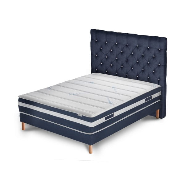 Tmavě modrá postel s matrací Stella Cadente Maison Venus Forme, 140 x 200  cm