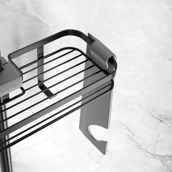 Матово черен самоносещ стоманен рафт за баня Lava - Metaltex-image-4