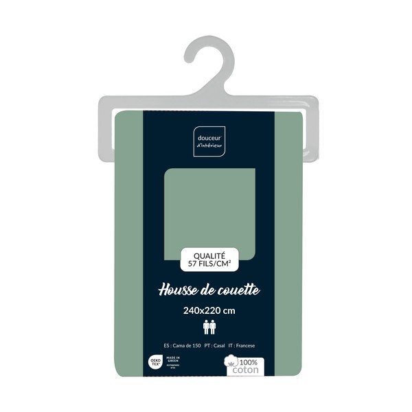 Зелена двойна/удължена памучна олекотена завивка 240x220 cm Lina – douceur d'intérieur-image-2