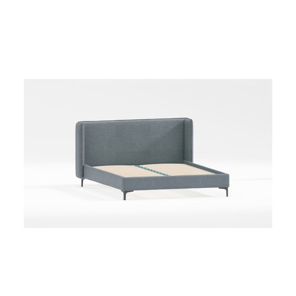 Синьо двойно тапицирано легло с включена подматрачна рамка 160x200 cm Basti – Ropez