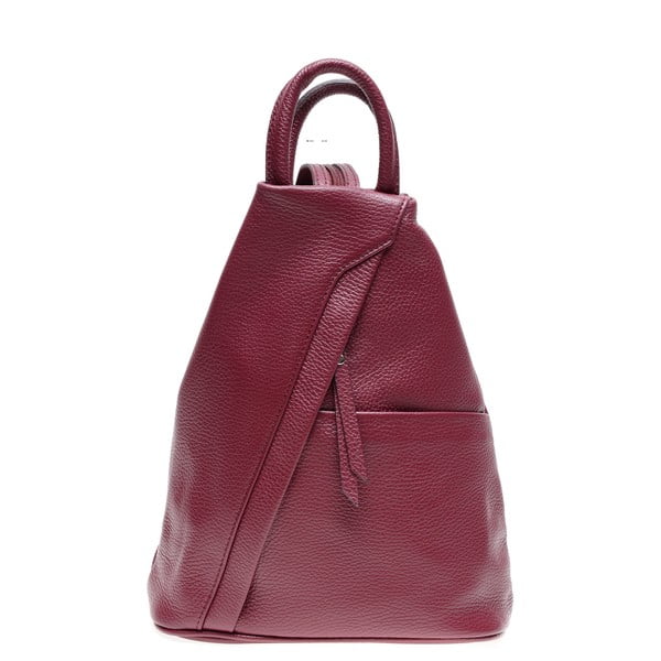 Бургундскочервена кожена чанта с 3 вътрешни джоба - Carla Ferreri