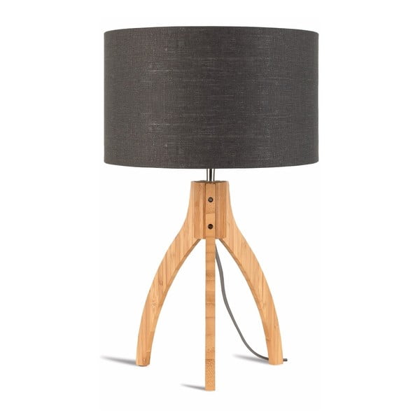 Настолна лампа с тъмносив абажур и бамбукова структура Annapurna - Good&Mojo