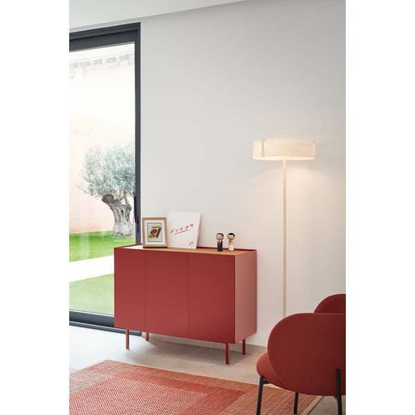 Червен  нисък скрин от декор от дъб  110x85 cm Arista – Teulat-image-1