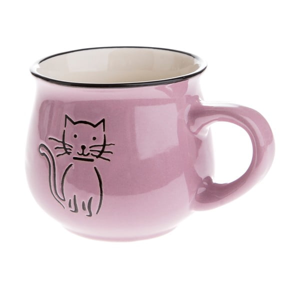 Лилава керамична чаша с изображение на котка , обем 0,2 л - Dakls