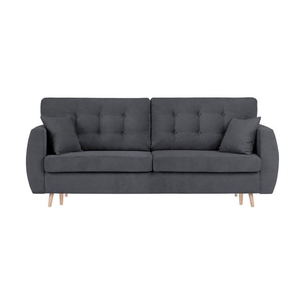 Тъмно сив триместен разтегателен диван с място за съхранение Амстердам - Cosmopolitan Design