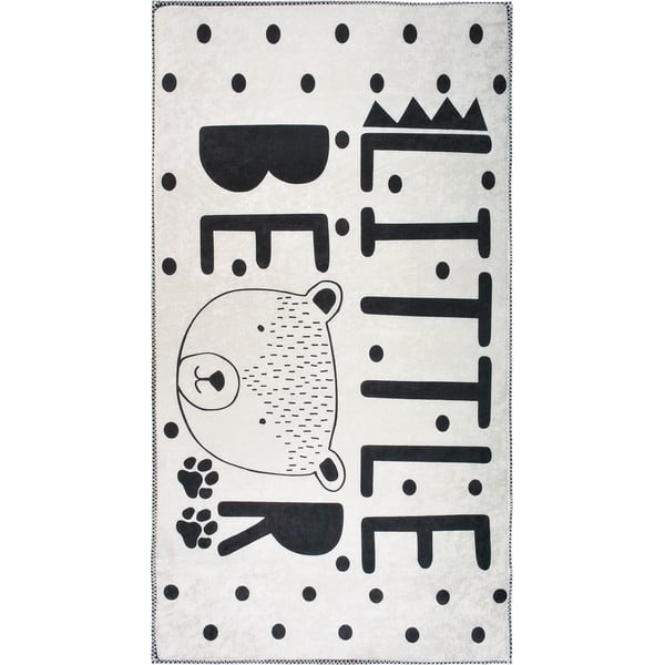 Черно-бял детски килим подходящ за пране 100x160 cm Little Bear – Vitaus